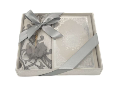 Coffret Argent : Coran, Tapis, Chapelet